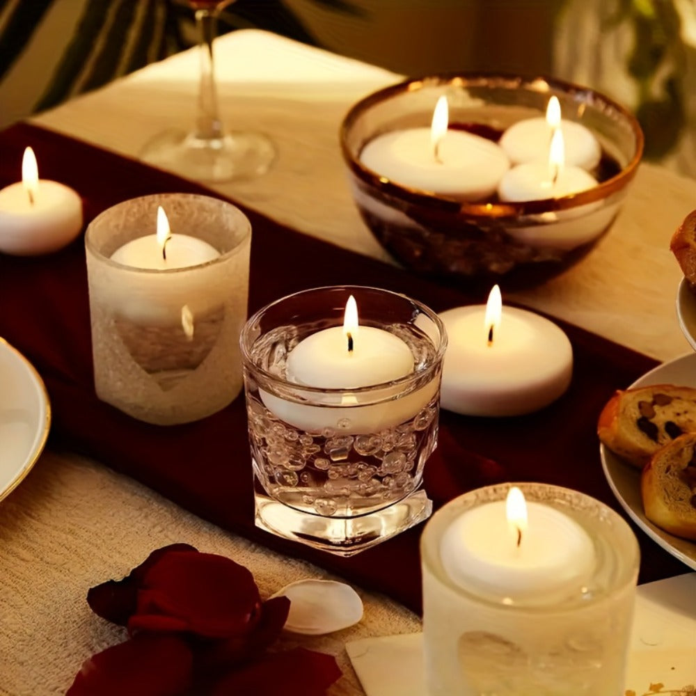 Floating Candles White Set of 42 ¨C 1.5 Inch Small Pool Candles, 4-8 Hour Burn, Wedding Centerpiece, Pool Party, Christmas, Halloween, Easter & Thanksgiving Ambience Decoration