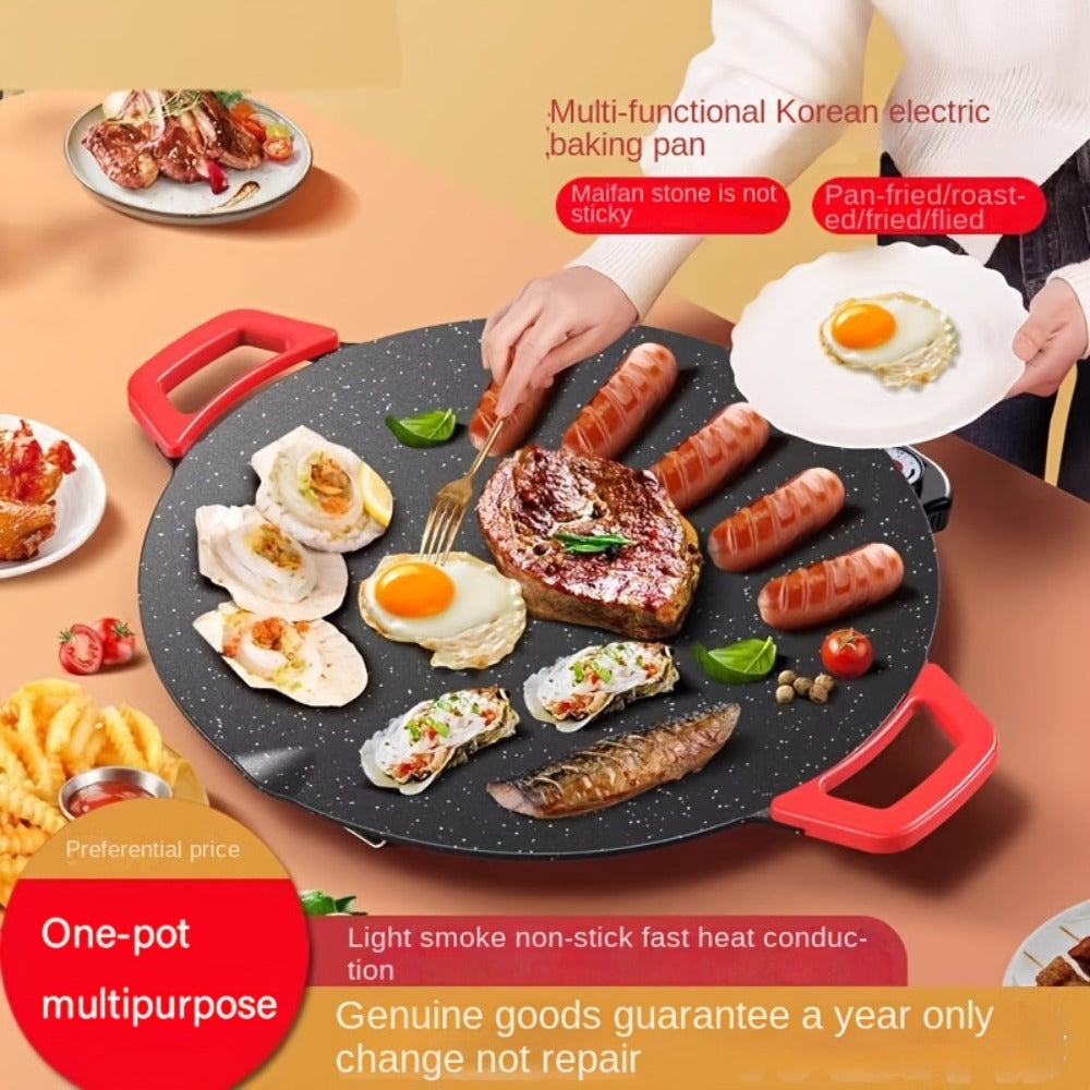 Electric Griddle Maifan Stone Non-Stick Coating 5-Speed Temperature Control - Indoor Electric Baking Pan with Red Handle, Easy Clean, for Pancakes Eggs Steak BBQ - 18¡±/19¡±/Square 26.9¡±