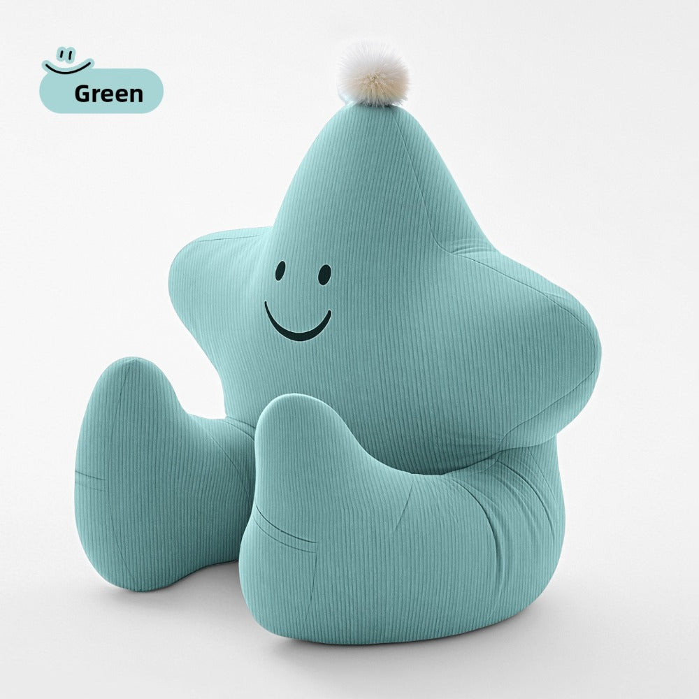 Kids Reading Pillow Star Shape with Neck Support Back Support Lumbar Support & Armrests Ergonomic Spine Protection Sit-Up Pillow for Children Reading Study Gaming on Sofa Bed Floor (Blue Green Yellow Pink)
