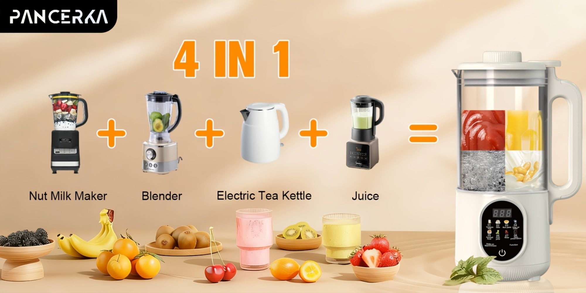 Nut Milk Maker Machine One-Touch Automatic - Multifunctional Plant-Based Milk Blender for Homemade Almond, Oat, Soy & Coconut Milk, High Capacity Countertop Blender for Dairy-Free Living