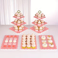 Cake Stand Set 5 Piece ¨C 2 Square Three-Tier Cupcake Stands & 3 Appetizer Trays for Birthday, Baby Shower, Bridal Shower, Christmas, Halloween Party Dessert Display