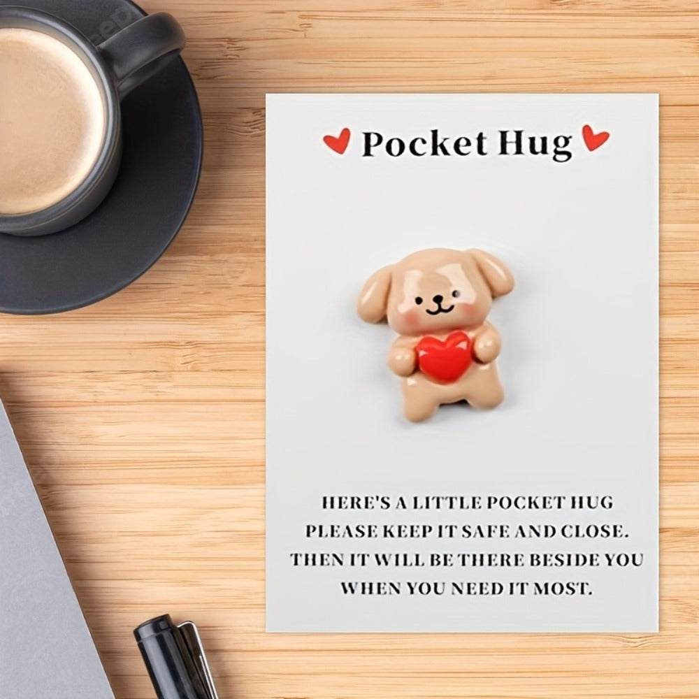 Pocket Hug Cards Emotional Support - Cute Heart Dog Mini Cards with Resin - Thinking of You Gift for Family Friends Lovers - Christmas Valentine Birthday Party Favor Decorative Gift Cards 20/40 Pack