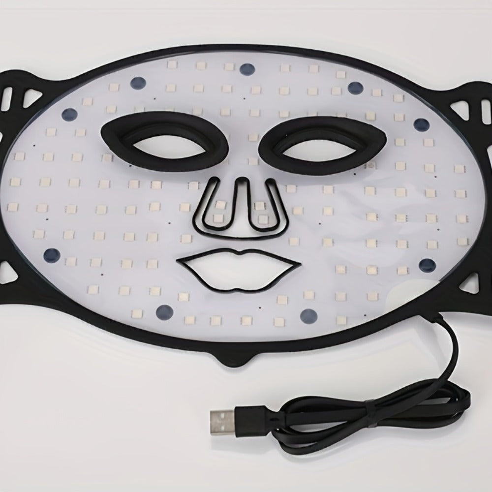 LED Face Mask 7 Color Light Therapy Photon Skin Rejuvenation Mask Portable Silicone Beauty Device USB Rechargeable Anti-Aging Acne Wrinkle Treatment for Women Men Black White