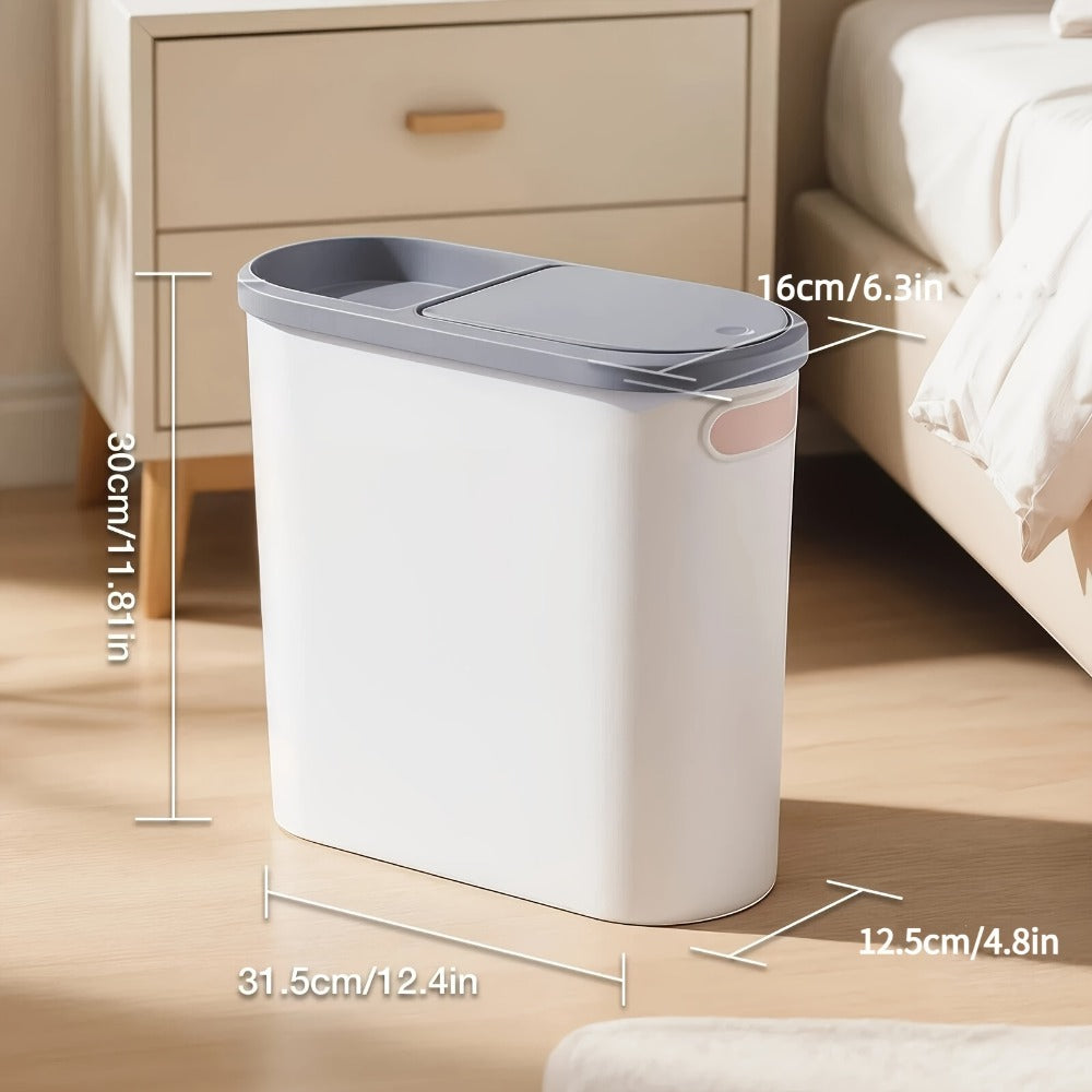 Small Bathroom Trash Can with Built-In Handles Rustproof Space Saving Plastic Waste Bin for Bathroom Laundry Office Includes Trash Bags
