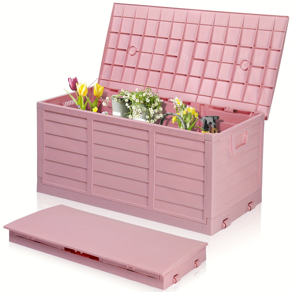 75 Gallon Deck Box with Wheels ¨C 284L Resin Outdoor Storage Box Lockable Plastic Container for Patio, Pool & Garden, 110 lbs Capacity, Multiple Colors, Weatherproof Outdoor Storage Cabinet
