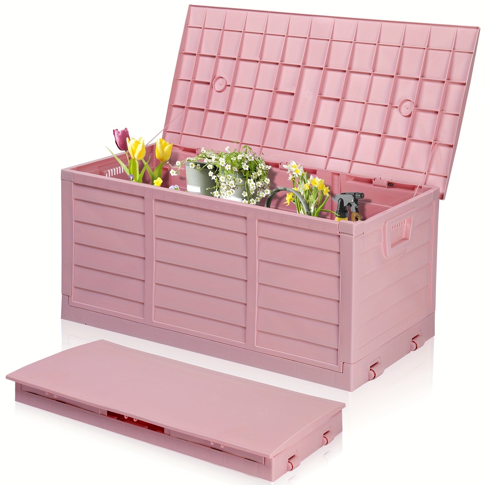 75 Gallon Deck Box with Wheels ¨C 284L Resin Outdoor Storage Box Lockable Plastic Container for Patio, Pool & Garden, 110 lbs Capacity, Multiple Colors, Weatherproof Outdoor Storage Cabinet
