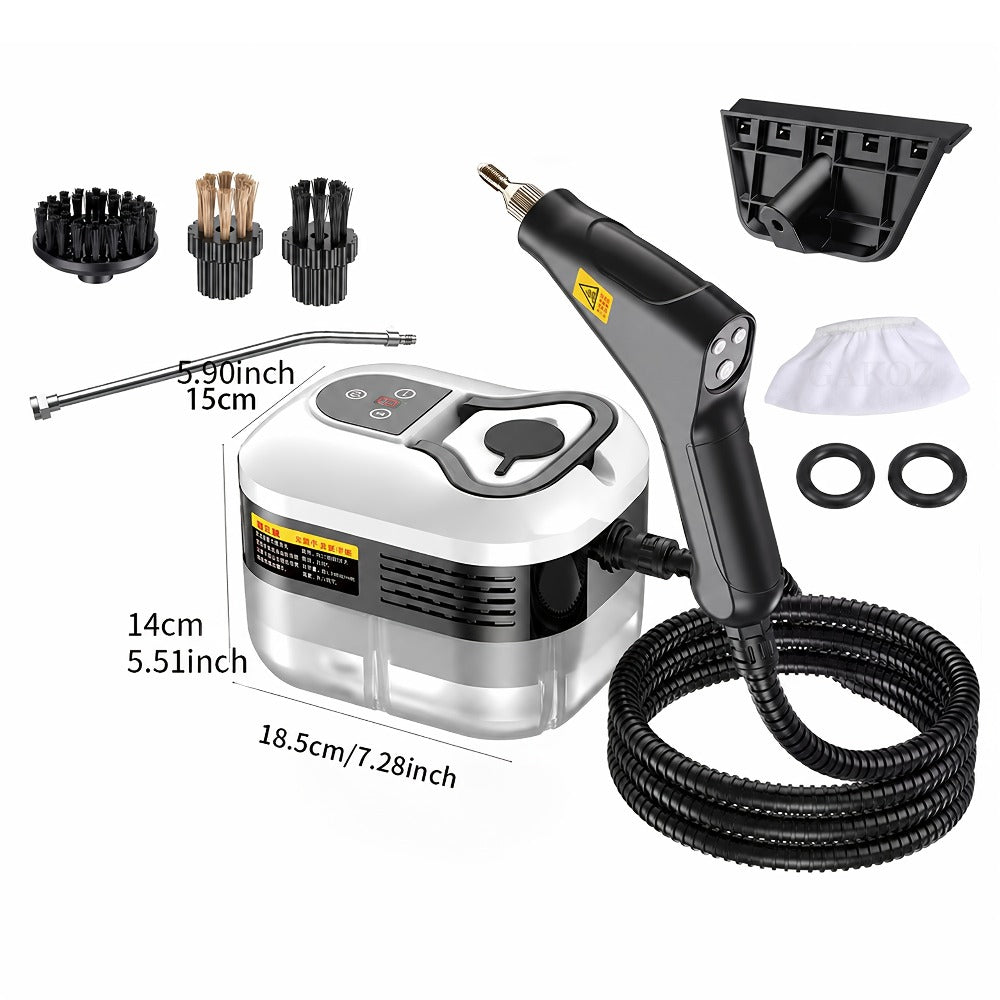 High Temperature Pressurized Steam Cleaner Handheld Portable Steam Cleaning Machine Set with Brush Heads & Glass Scraper - Multi-Surface for Kitchen, Bathroom, Furniture, Car & Tile Grout, Multiple Colors