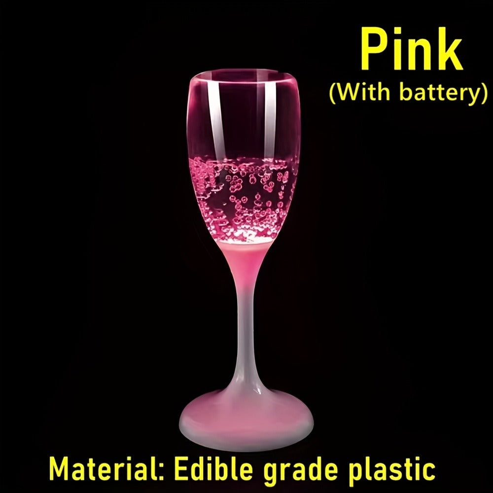 LED Glasses Set of 6 Light Up Drinkware, Glowing Champagne Flutes & Cocktail Cups with Sparkling Light Effect for Parties, Bars, Nightclubs, Weddings & Christmas Celebrations