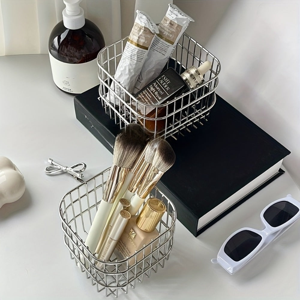 Storage Basket Open Weave Organizer ¨C Multi-Purpose Woven Bin for Bathroom Shelf Kitchen Desk Bedroom Home Organization Sturdy Sleek Design