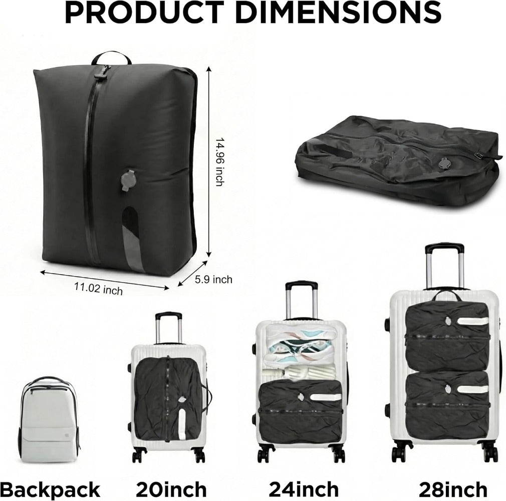 Vacuum Storage Bags with Electric Pump - Space Saving Travel Compression Bags for Luggage, Clothes & Bedding, Reusable Airtight Organizer