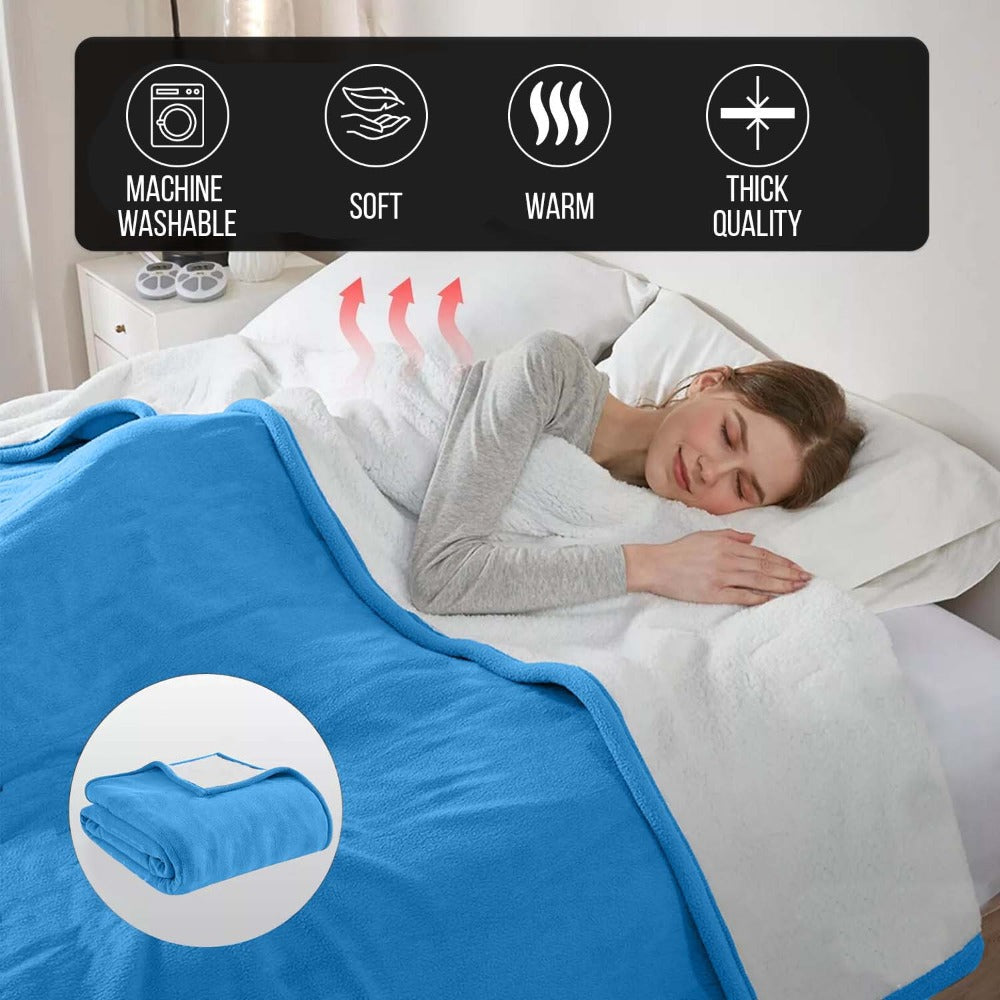 480GSM Sherpa Fleece Blanket ¨C Double-Sided Heavy Warm Throw for Couch, Bed & Travel, Reversible All Season, 13 Colors, 3 Sizes