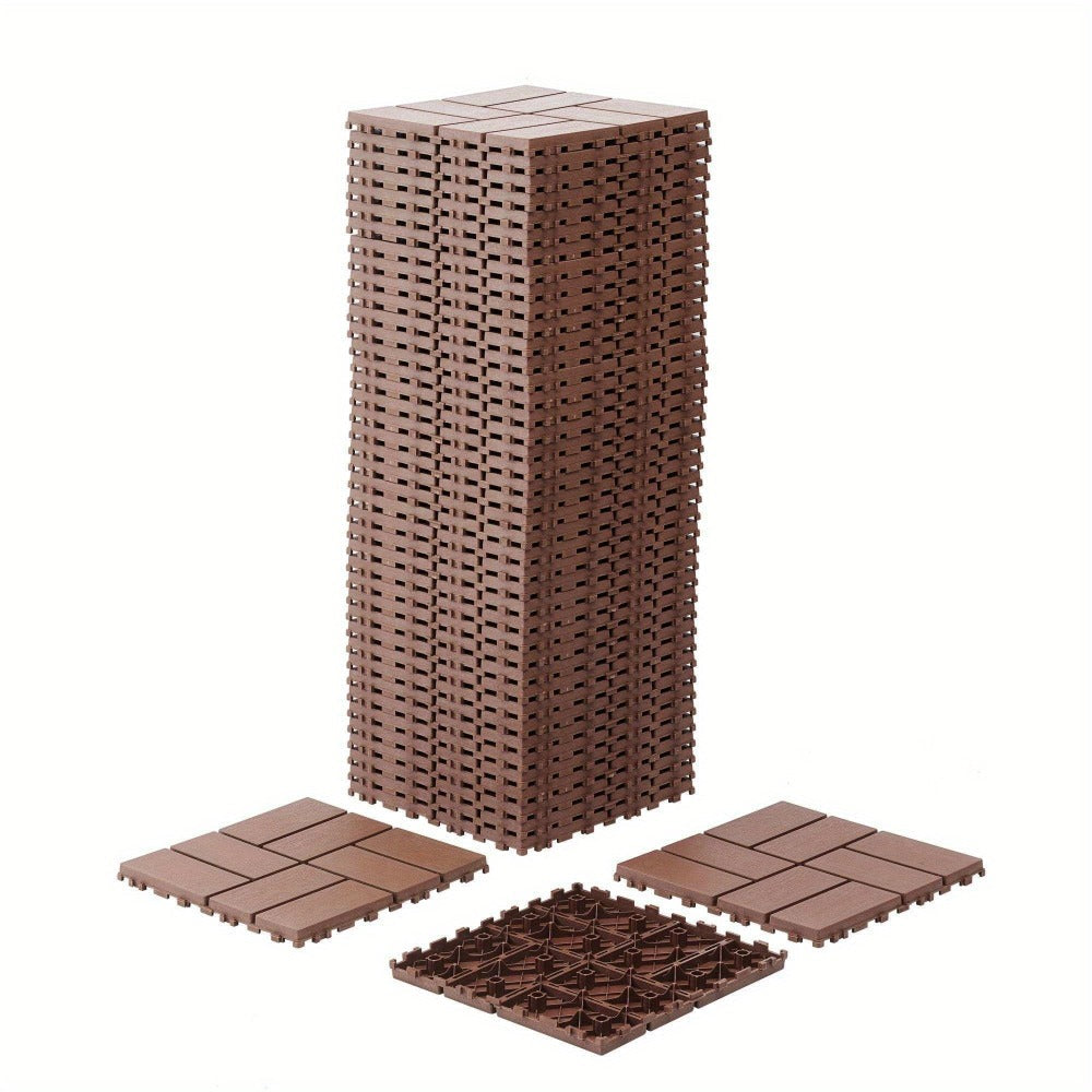 Interlocking Deck Tiles 44-Pack 12¡±x12¡± Waterproof Outdoor Patio Tiles ¨C All-Weather PP Material, High Load-Bearing, Easy Snap-Lock Install, Grid Pattern Flooring for Poolside, Balcony, Backyard, Patio & Bathroom