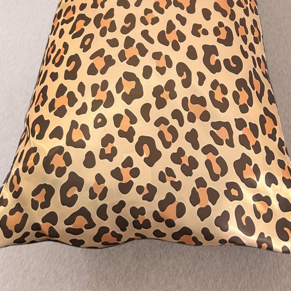Leopard Print Pillow Covers Set of 4 with Sleep Mask and Headband Machine Washable Polyester Woven Fabric Travel Bedroom Decorative Pillowcase