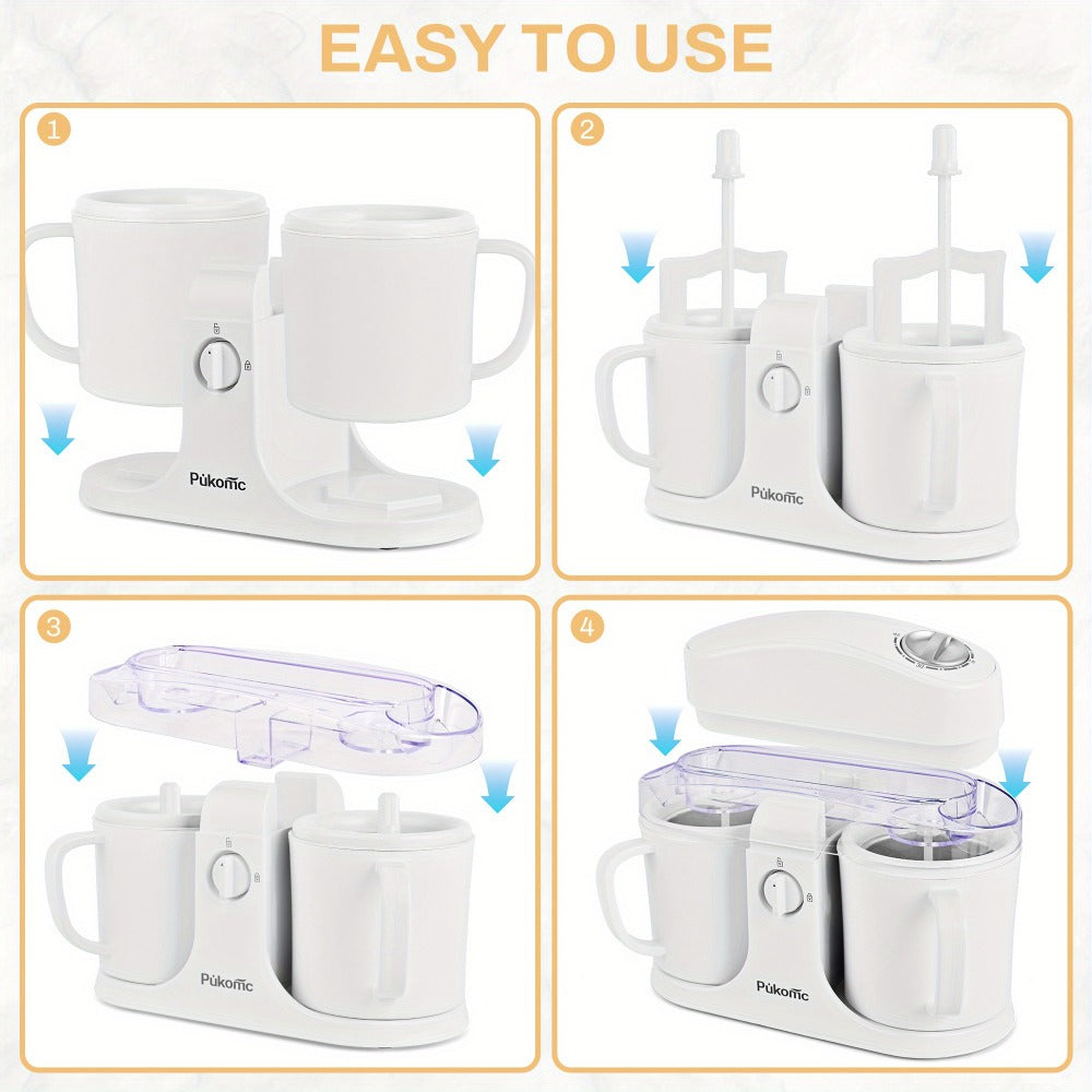 Ice Cream Maker Machine Dual Cup Self-Freezing ¨C Make 2 Flavors Homemade Ice Cream Sorbet Frozen Yogurt at Once, Fast 10-Min Churning, Easy Clean Removable Bowl, Compact Countertop Design