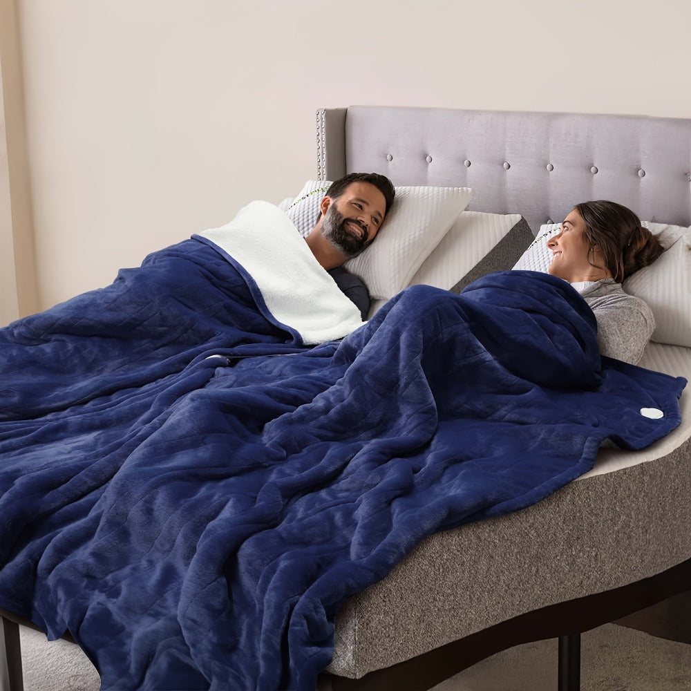 Electric Heated Blanket Flannel Sherpa - 6 Heat Settings, 10-Hour Auto Shutoff, Quick Heating, Machine Washable, ETL & FCC Certified, Twin Full Queen, Winter Comfort for Home Bed Couch Office