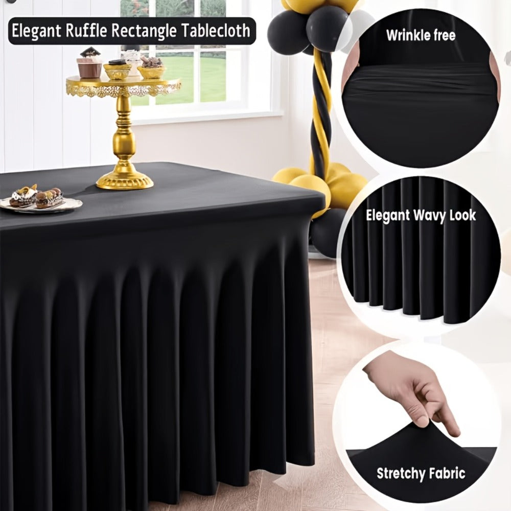Tablecloth with Skirt for Rectangular Tables ¨C Anti-Wrinkle Table Cover in Black, White & Red, Elegant Table Skirt for Wedding, Birthday, Christmas, Halloween, Thanksgiving & Party Events, 1 or 2 Pack