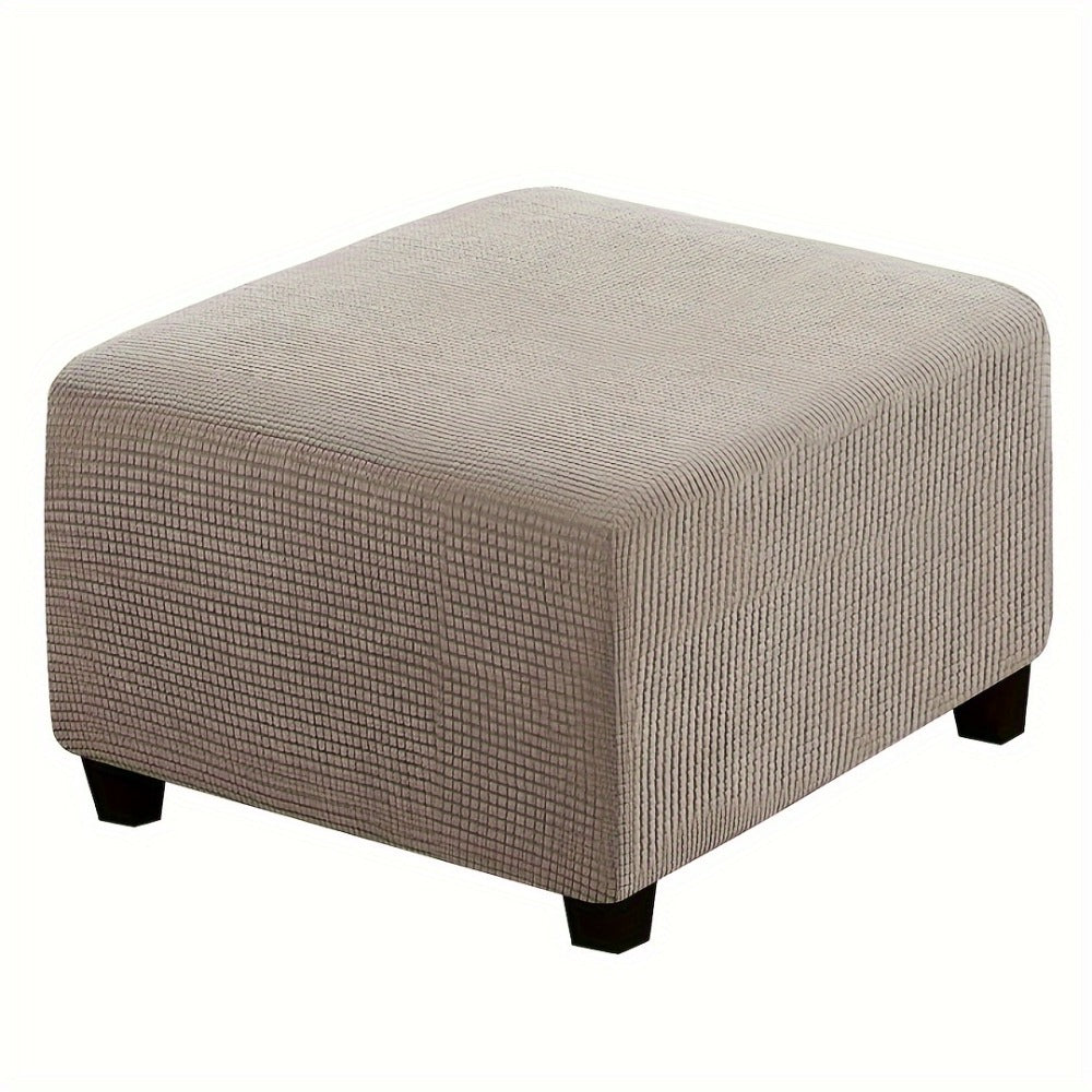 Square Ottoman Cover Elastic Stretch - Polar Fleece Footstool Slipcover with Elastic Band Closure Machine Washable for Home Office Decor, 6 Colors L XL