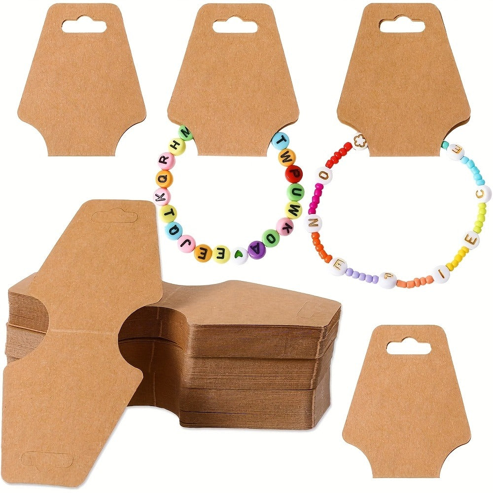 Jewelry Display Cards Wooden Self-Adhesive Kraft Backing | Rounded Corner Hang Tags for Necklaces Bracelets Keychains Boutique Packaging Home Organizing 11 99 Pack