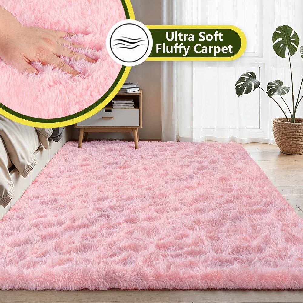 Fluffy Area Rug Tie-Dye Soft Carpet for Living Room Bedroom Office Thickened 1000g/©O Machine-Woven Indoor Mat Multi-Color Multi-Size Dark Gray Light Grey Khaki Pink Black White Purple