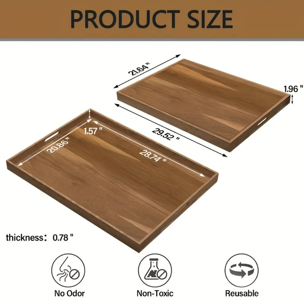 Acacia Wood Stove Top Cover Board 30x22 Inch, Gas Stove Cover with Handle Groove & Ventilation Holes, Extra Counter Space Cutting Board Serving Tray for Kitchen RV Camper, Multifunctional Charcuterie Board