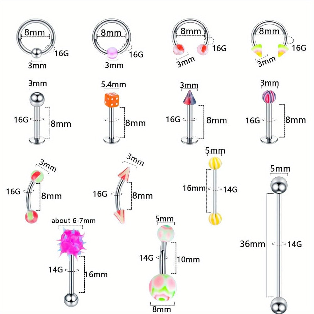 160pcs Body Piercing Kit with Piercing Gun ¨C Professional Jewelry Set for Ear, Nose, Lip & Belly with Stainless Steel & Acrylic Studs, Rings & DIY Piercing Tools