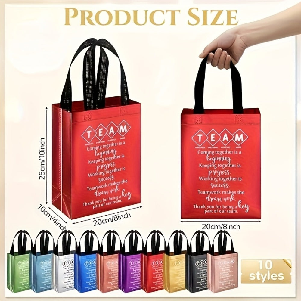Gift Bags with Handles 15 Pack Reusable Fabric Tote Bags Inspirational Messages for Employee Appreciation Team Recognition Colleagues