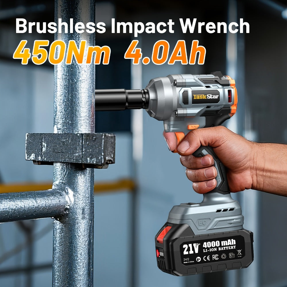 Electric Ratchet Wrench Set 3/8 Inch with 400Nm Impact Wrench - Variable Speed Trigger Batteries Fast Charger 1/4 Inch Adapter Cordless Power Tool Kit | Automotive Home Repair DIY