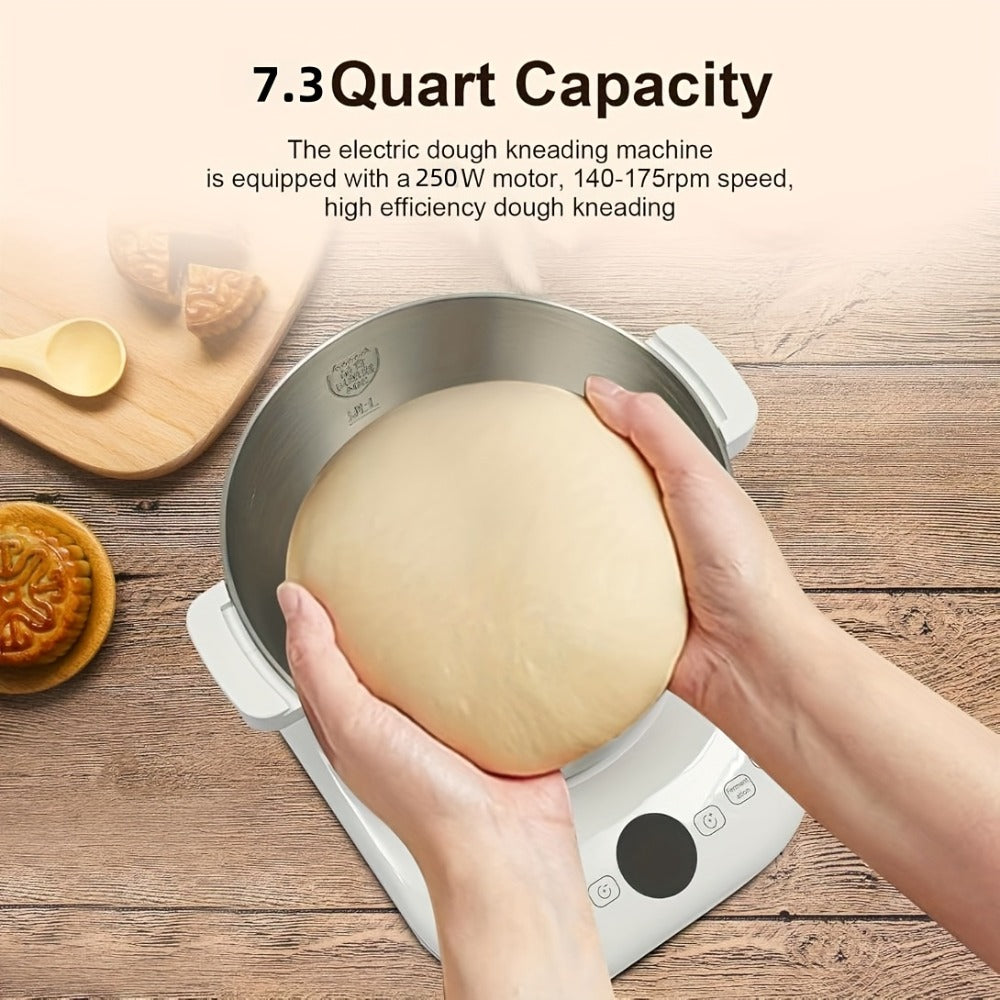 Electric Dough Maker 7Qt with Fermentation Function - 250W Dough Kneading Machine, 304 Stainless Steel Bowl, Microcomputer Timer, Constant Temperature Ferment, for Bread Pizza Pasta Dumplings, Red/White