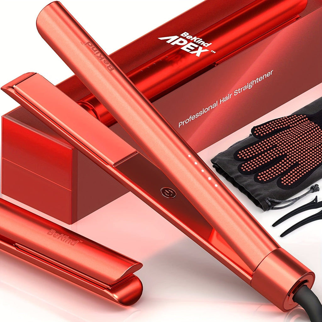 Hair Straightener Flat Iron 2-in-1 Curling Iron | 460¡ãF Professional Ceramic Plates | 15s Fast Heating | Temp Memory | UltraSmooth Anti-Frizz | Gift Set for Women Girls