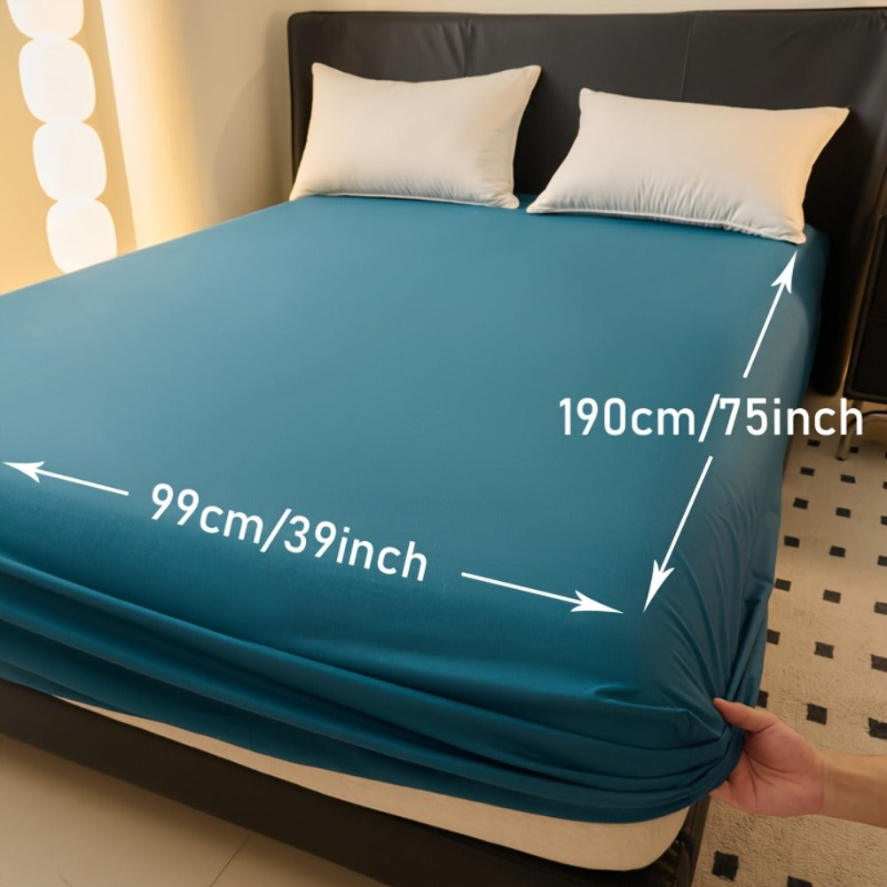 Waterproof Fitted Sheet Soft Breathable Mattress Cover Solid Color Deep Pocket Bed Sheet for Bedroom Guest Room Dorm Twin Full Queen King