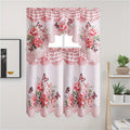 Blackout Kitchen Curtains 3-Piece Set with Butterfly Floral Print - Rod Pocket Window Curtains for Kitchen, Living Room, Bedroom, Bathroom & Restaurant, Polyester Fabric, Machine Washable