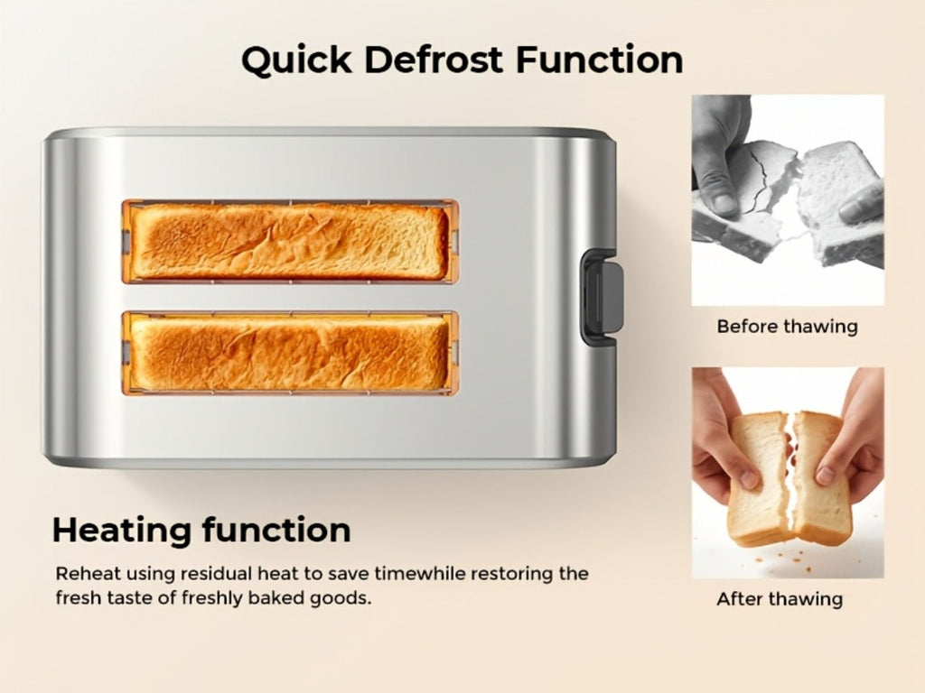 Toaster 2-Slice Stainless Steel Smart Touchscreen ¨C 5 Bread Types, 6 Browning Levels, Wide Slots, Temperature Control, Removable Crumb Tray, Compact Kitchen Toaster