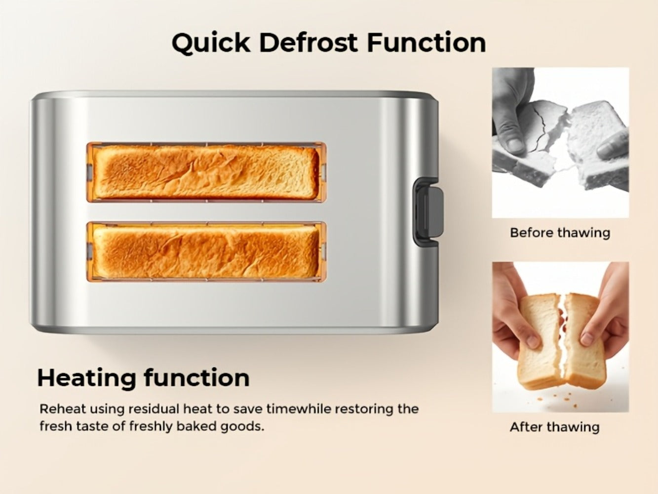 Toaster 2-Slice Stainless Steel Smart Touchscreen ¨C 5 Bread Types, 6 Browning Levels, Wide Slots, Temperature Control, Removable Crumb Tray, Compact Kitchen Toaster