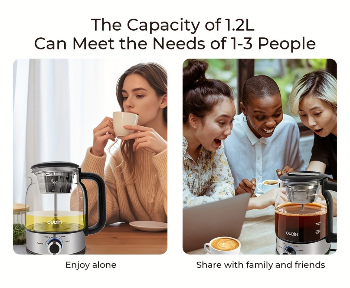 Drip Coffee Maker Electric Kettle 600W 40.58oz BPA-Free Glass Stainless Steel Spray Brew Keep Warm Boil-Dry Protection for Coffee Tea Perfect Gift