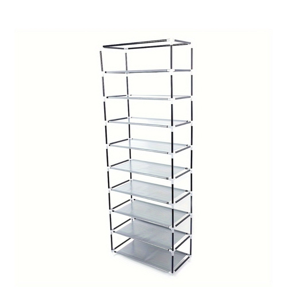 Shoe Rack with Dustproof Cover 10 Layers 9 Cubbies ¨C Large Capacity Non-Woven Shoe Organizer for Entryway, Closet & Bedroom ¨C Space-Saving Steel Frame Shoe Shelf, Easy Assembly