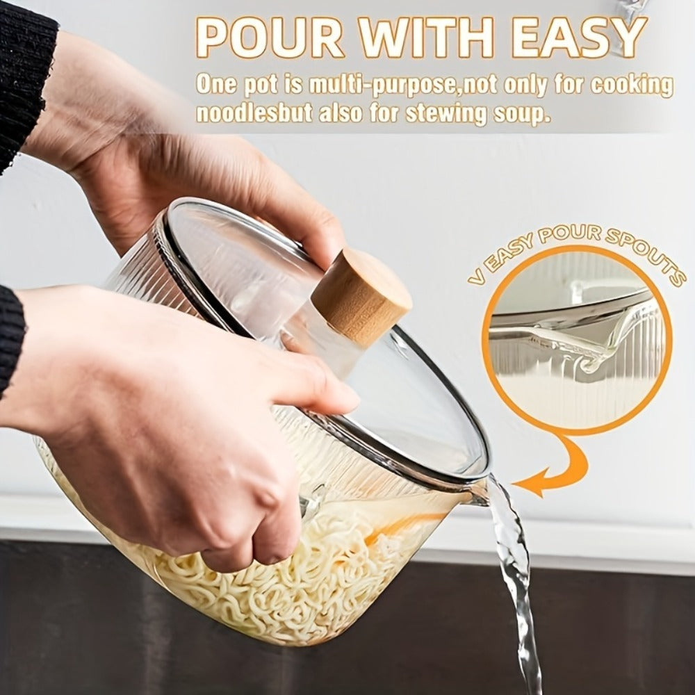 Borosilicate Glass Pot with Lid, Stovetop & Induction Safe, Dishwasher Safe, Heat-Resistant Glass Cookware for Soups, Milk, Baby Food & Noodles, Small 60.87oz & Large 77.77oz, Home & Restaurant