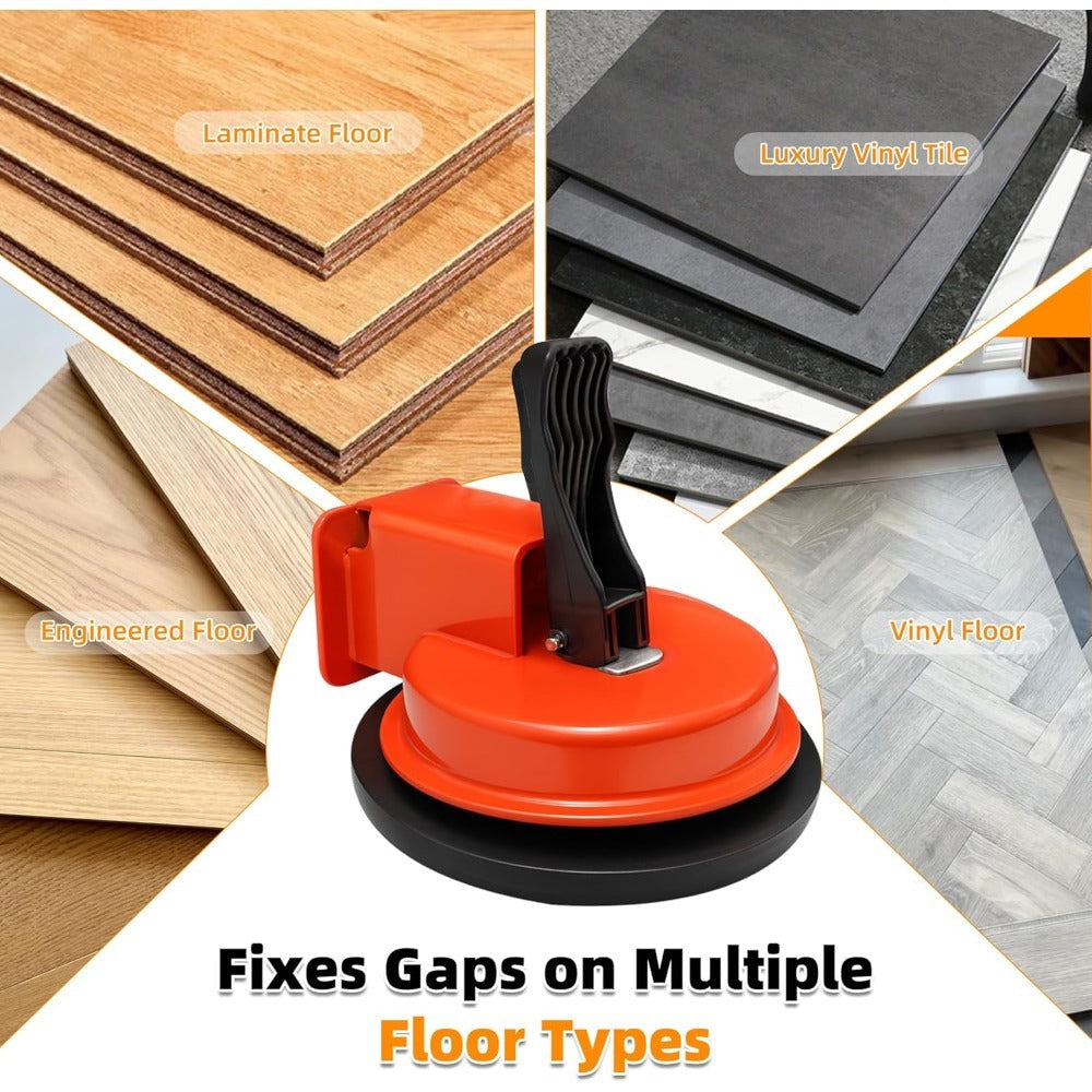 Floor Gap Repair Tool Reinforced Iron Suction Cup Pull System for Laminate Vinyl Composite Engineered Wood PVC Flooring Professional DIY Installation No Hammer Required Flooring Gap Fixer Closer