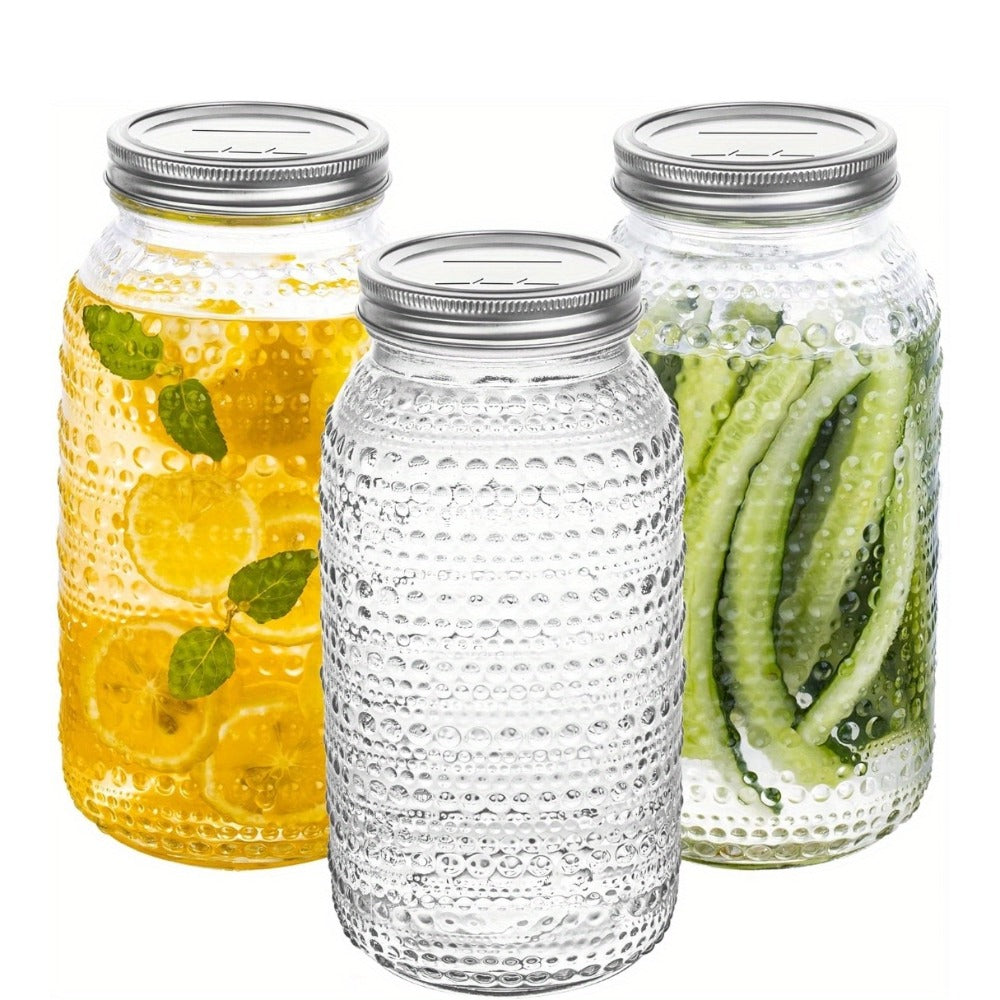 Mason Jars 64oz Wide Mouth with Lids 3 Pack Large Glass Canning Jars Airtight for Food Storage Meal Prep Pickling Salad Jam Centerpieces Vase Kitchen Pantry