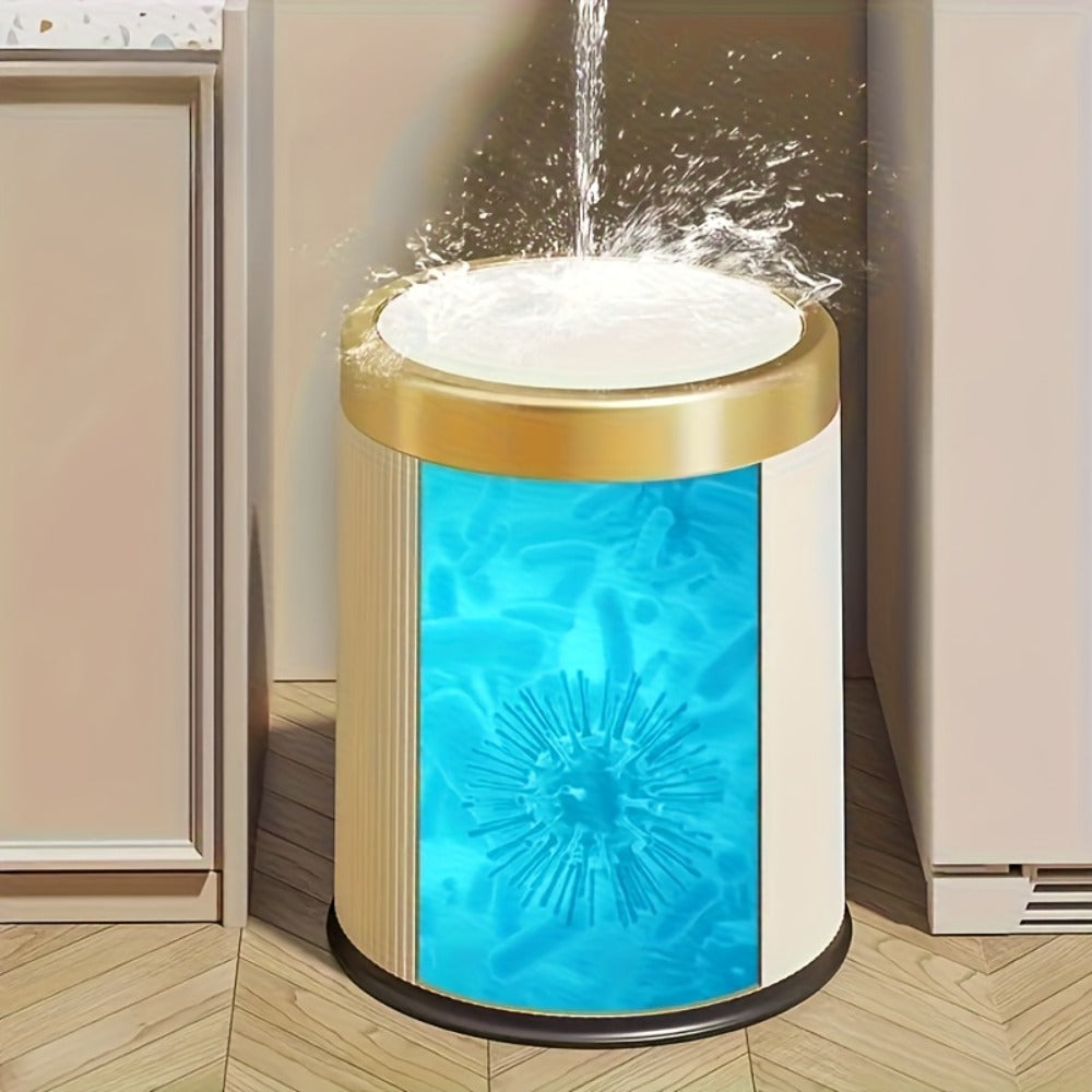 Dual Compartment Trash Can with Push-Top Lid, 3.17 Gal Odor-Resistant Oval Waste Bin for Kitchen Bathroom Bedroom Office