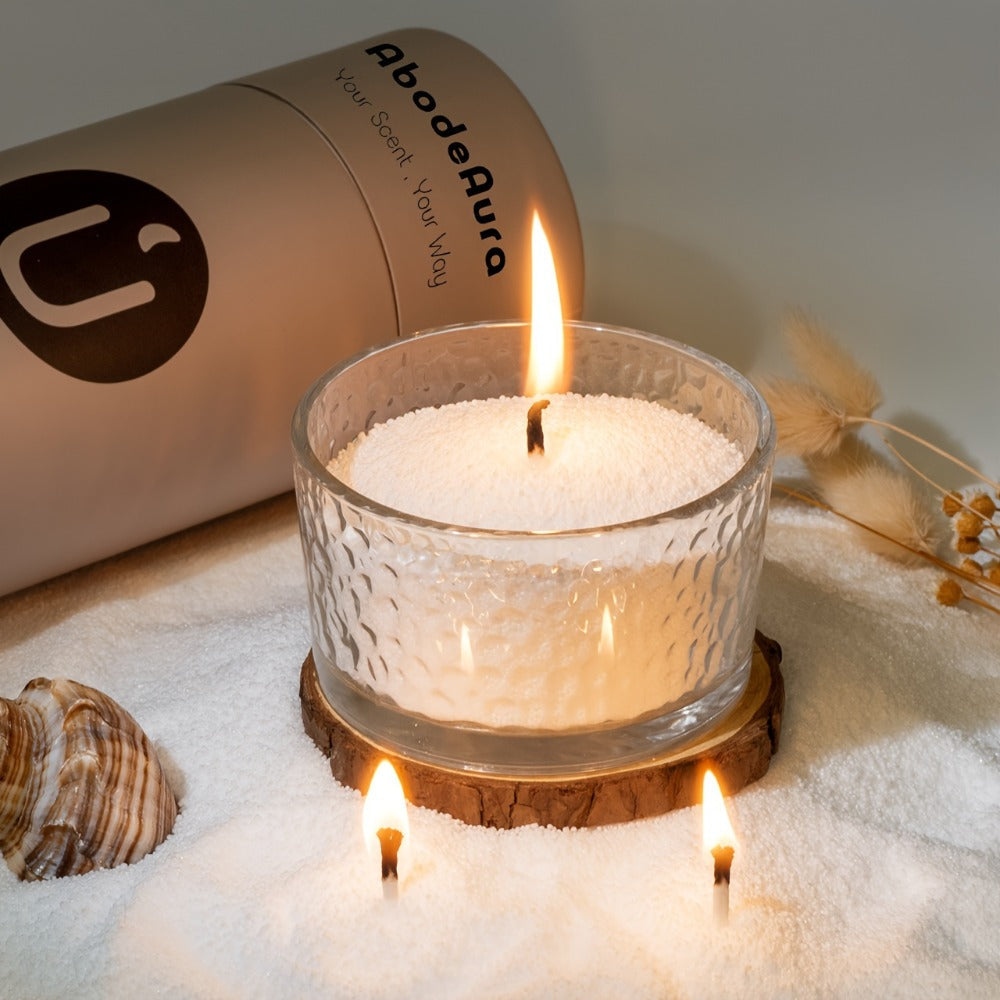 Multi-Wick Scented Candle 18 oz - Palm Wax Long Burning Candle in Glass Jar 30 Wicks Refillable Sand Candle for Home Decor Bedroom Living Room Aromatherapy Gift