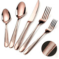 Stainless Steel Flatware Set 40/48 Piece ¨C 304 Silverware Set for 8 Hammered Mirror Polished Rose Gold Cutlery with 2-in-1 Serrated Knife Dishwasher Safe Modern Utensils for Home Restaurant Wedding