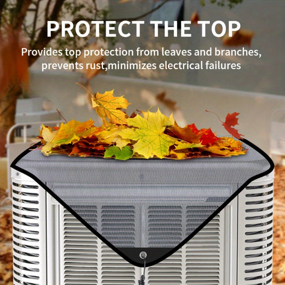 Outdoor Air Conditioner Cover 26¡±x26¡±, Universal PVC Mesh AC Unit Protector, Prevents Leaves Debris Snow, Weatherproof Outdoor AC Cover for Winter Christmas Season