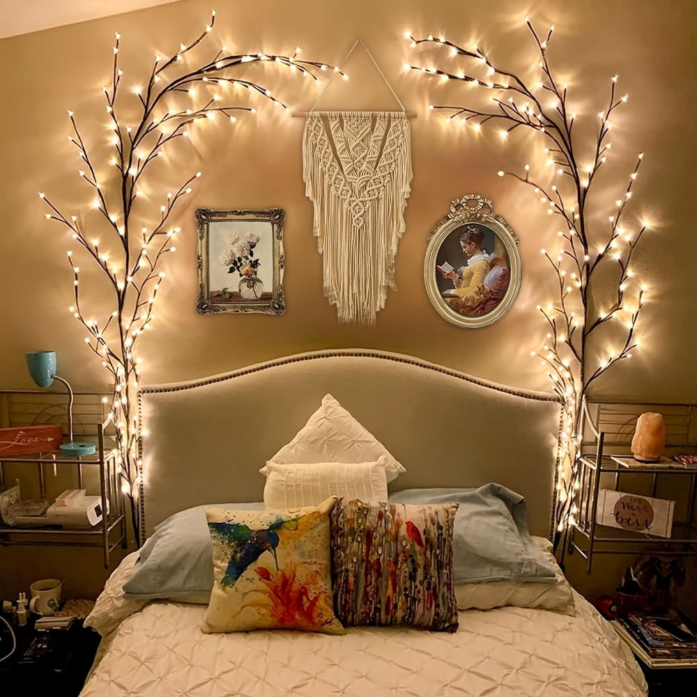 96 LED Fairy Lights USB Powered - 6ft Bendable Willow Branch String Lights with 8 Modes & Remote Control for Indoor Home Decor, Wedding, Christmas, Holiday Party