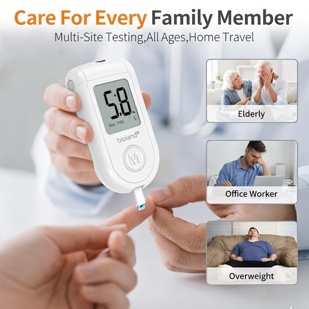 Blood Glucose Meter Kit FDA Cleared | 50 Test Strips + 50 Needles | Large Display 5-Second Results No Coding | USB Rechargeable Battery | Home & Travel Diabetes Monitor Unisex