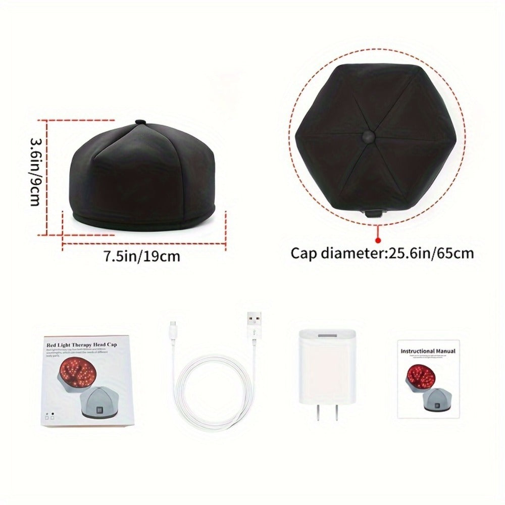 Red Light Therapy Cap for Hair Growth & Scalp Care ¨C 120 LEDs, 630nm Red Light & 820nm Near Infrared, Wearable LED Hair Therapy Helmet, Father's Day Gift for Men & Women, Black & Gray