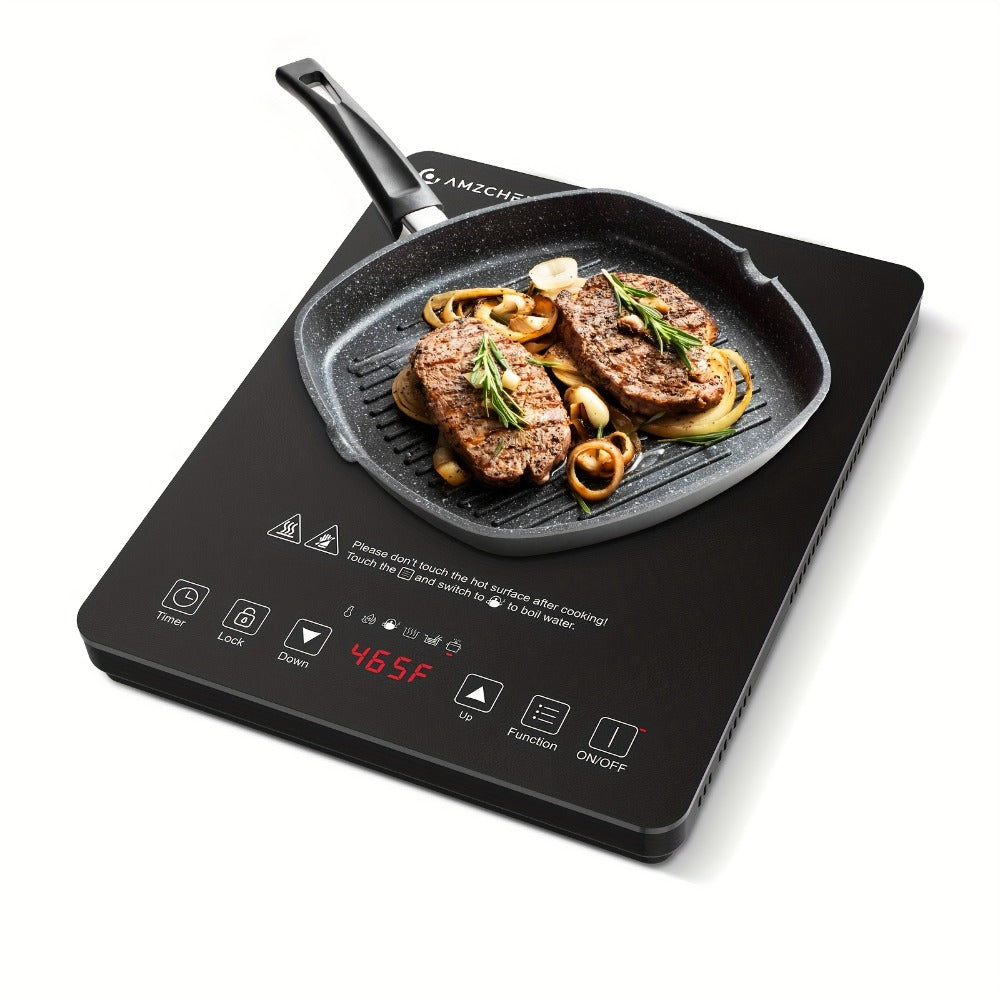 Induction Cooktop 1800W Single Burner Countertop Induction Cooker with Touch Control Timer & Overheat Protection - Portable Electric Stove Glass Surface Multi-Level Heat Settings for Home Kitchen & Dorm