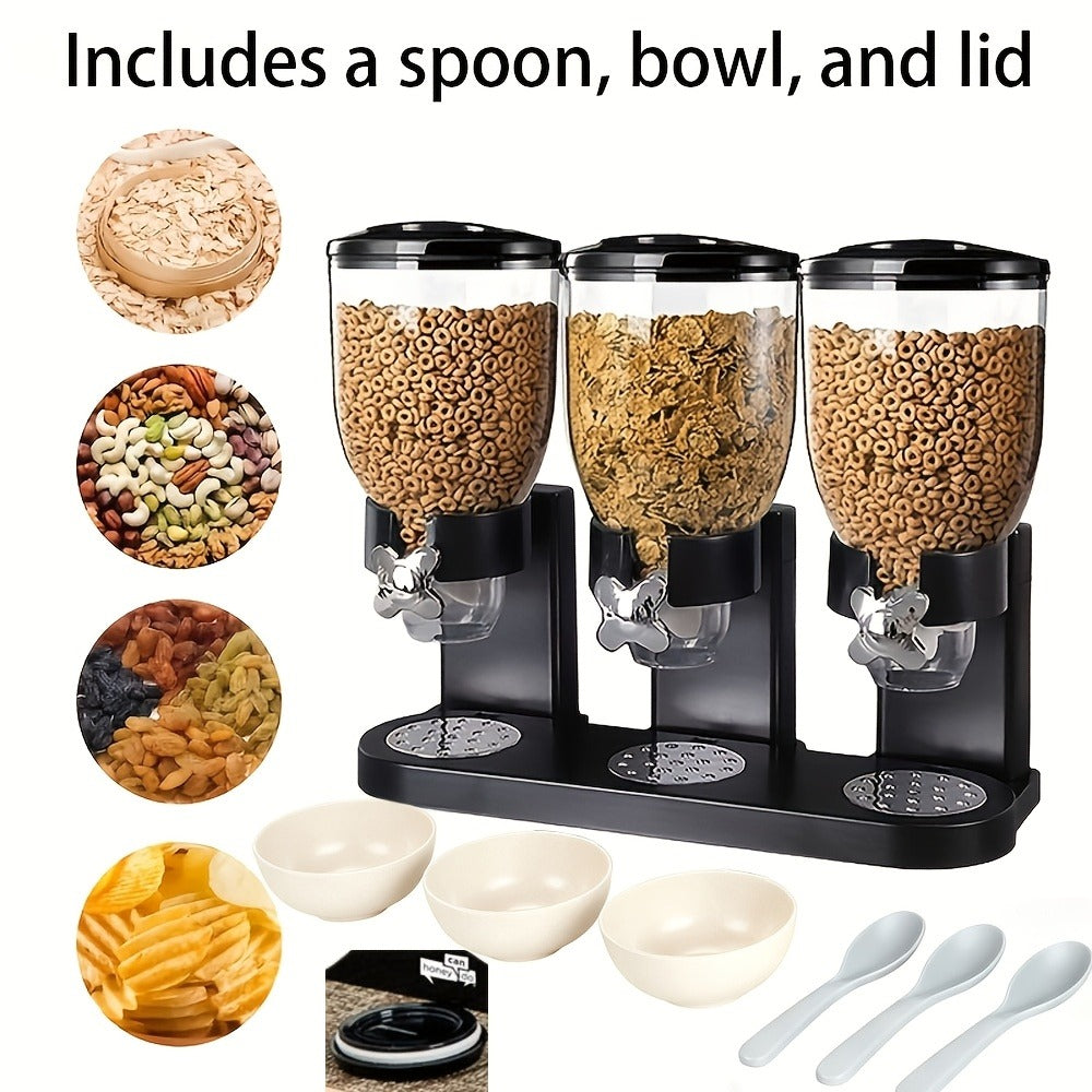 Dry Food Dispenser & Candy Organizer with Spoon Bowl Lid ¨C Countertop Snack Container for Pantry Kitchen 17.5 Oz