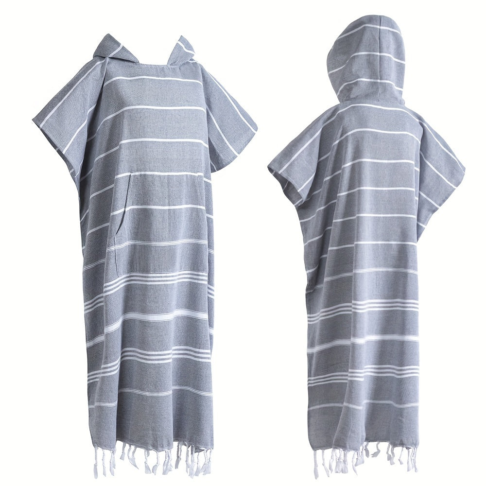 Hooded Beach Poncho Turkish Cotton Quick Dry Sandproof - Wearable Surf Changing Towel Lightweight Thin Bathrobe | S & L | Blue Green Purple Pink Gray | Swimming Diving Surfing Beach Essentials