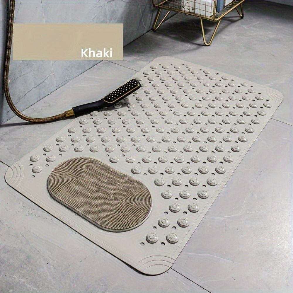 Non-Slip Bath Mat with Massage Buttons - PVC Shower Mat with Polka Dot Pattern, 0.35¡± Thick Rectangular Bathroom Safety Mat | Anti-Slip Bathtub Mat for Shower, Tub & Bathroom Floor | Multiple Colors