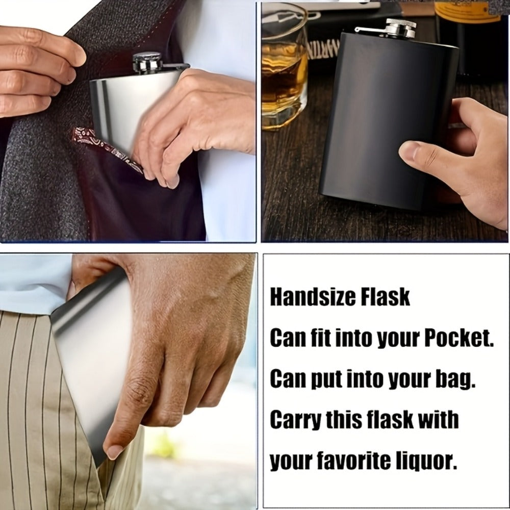 Stainless Steel Whiskey Flask Gift Set with Cup Filter & PU Leather Cover ¨C 8.1oz + 3oz Dual Bottle Bar Gift for Men